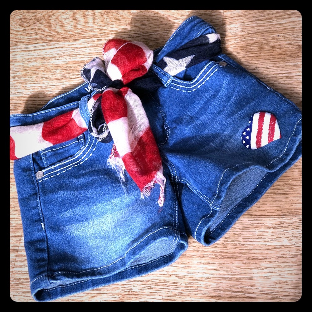 Girls patriotic denim shorts